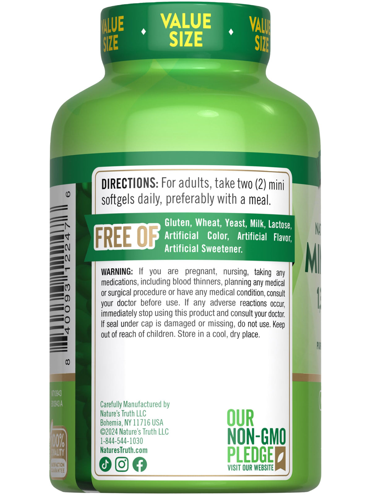 Fish Oil Omega 3 1340 mg 200 Mini Softgels U51355