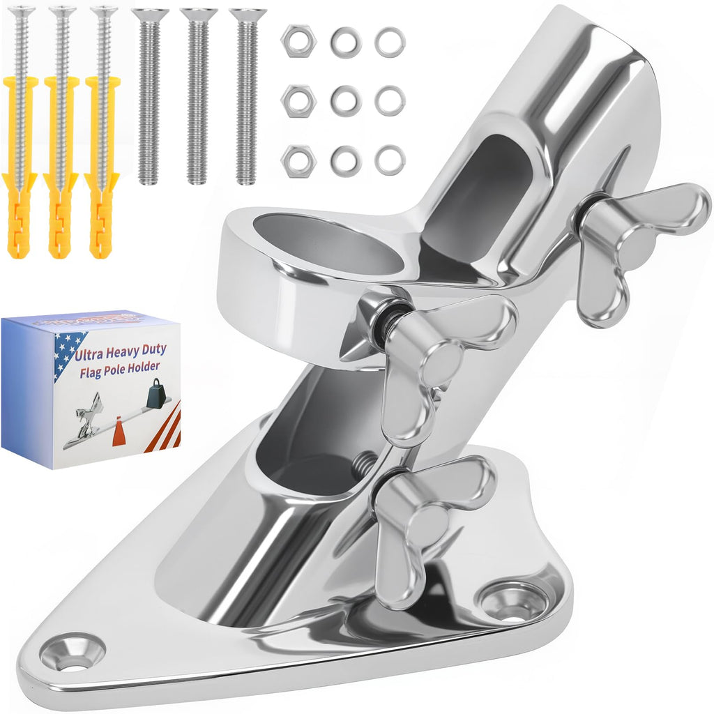 316 Stainless Steel Flag Pole Holder, 2 Position 1 in D362