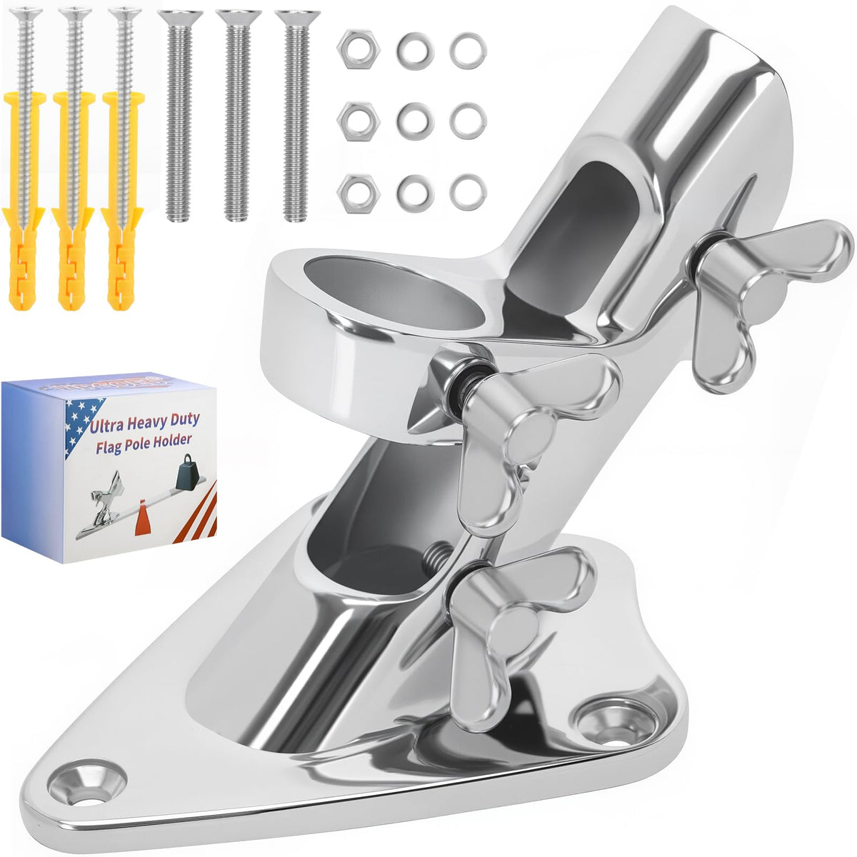316 Stainless Steel Flag Pole Holder, 2 Position 1 in D362