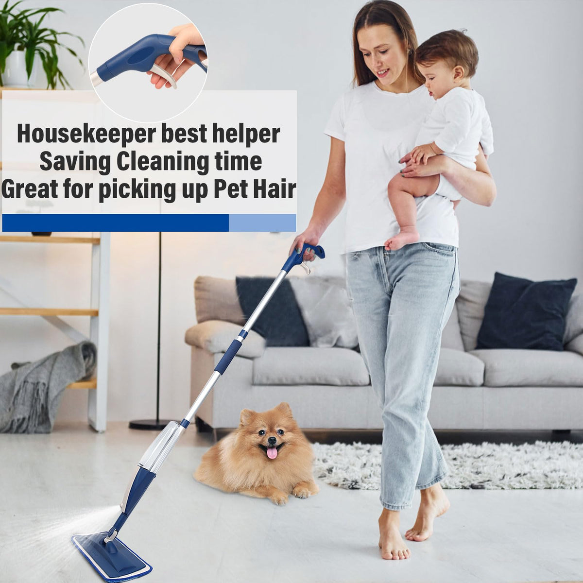 Wet Spray Mop with 14 oz Bottle & 3 Microfiber Pads X609