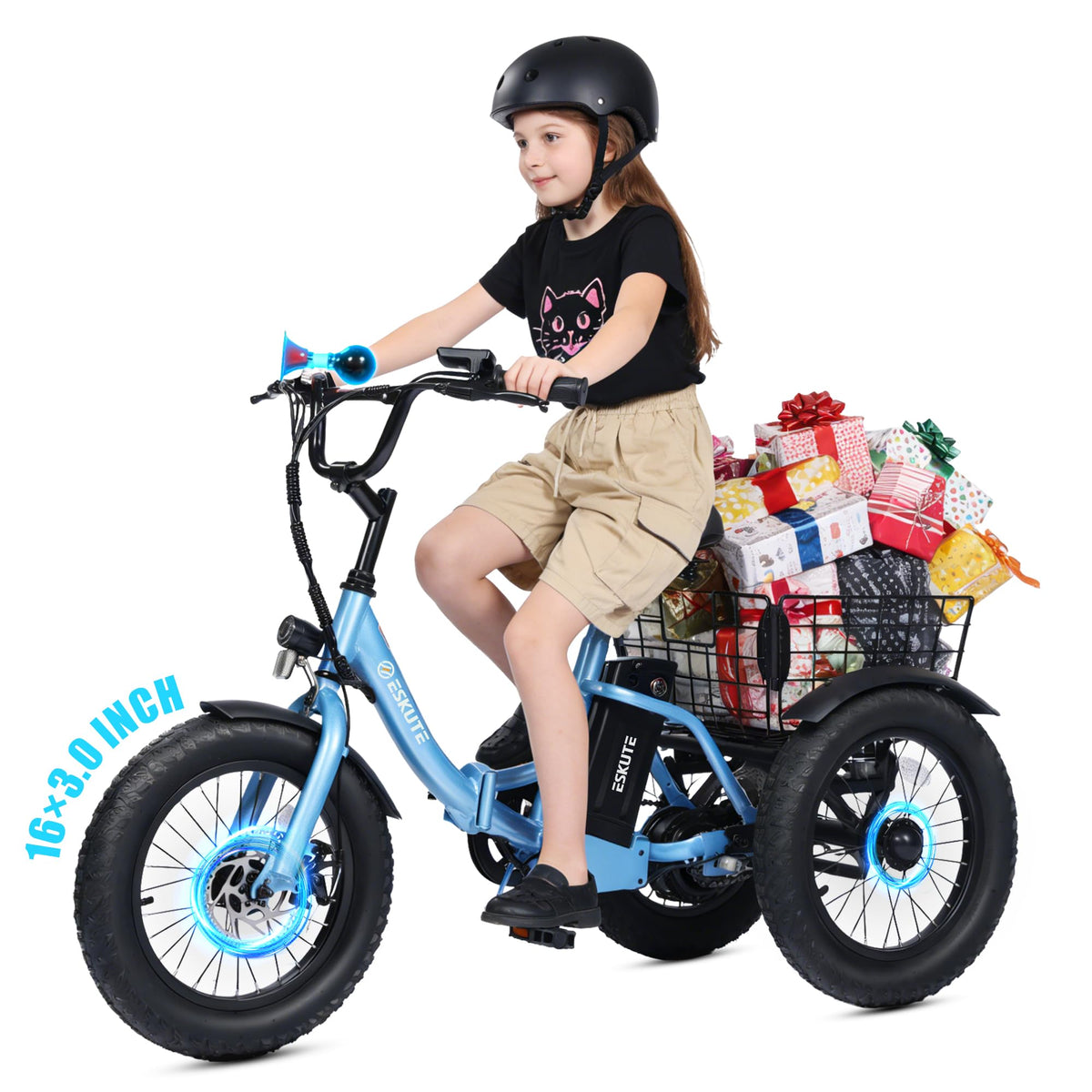 Blue Fat Tire Folding Electric Trike Q9952