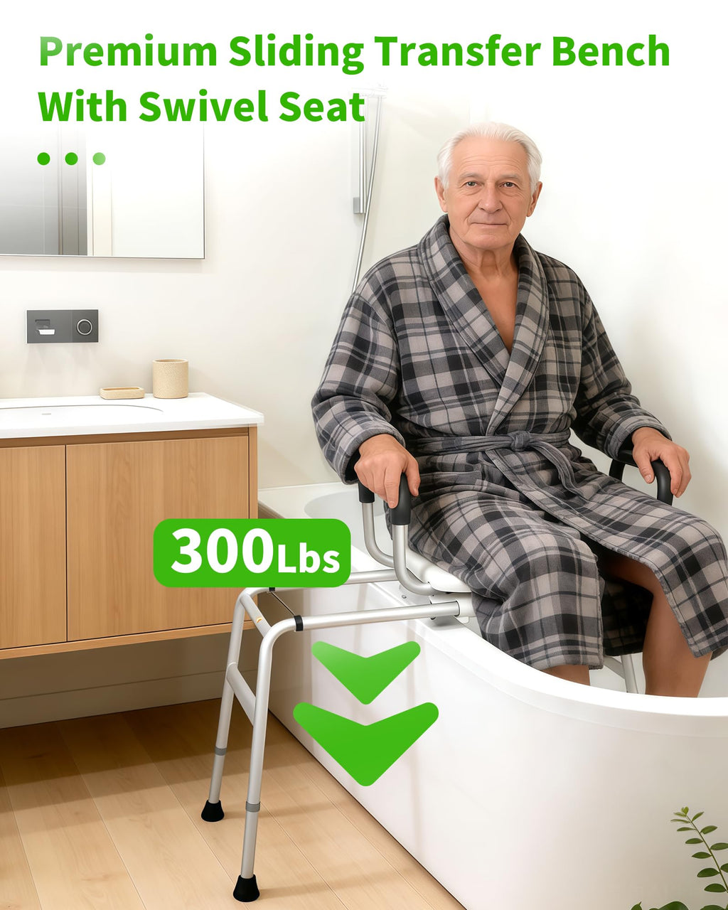 Heavy Duty Sliding Shower Chair with 360⁰ Swivel Seat J321