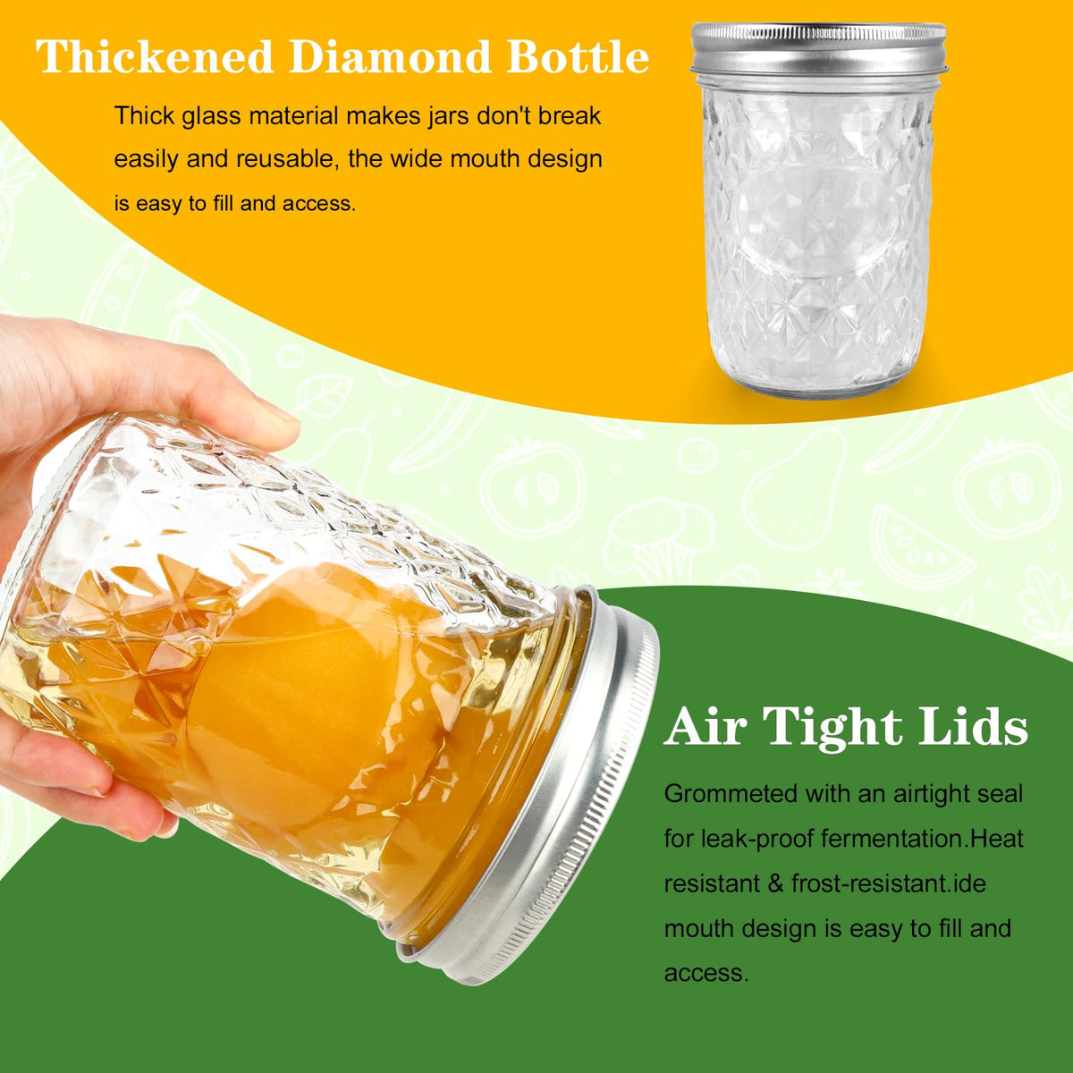 16oz Wide Mouth Mason Jars with Lids 6 Pack B72175