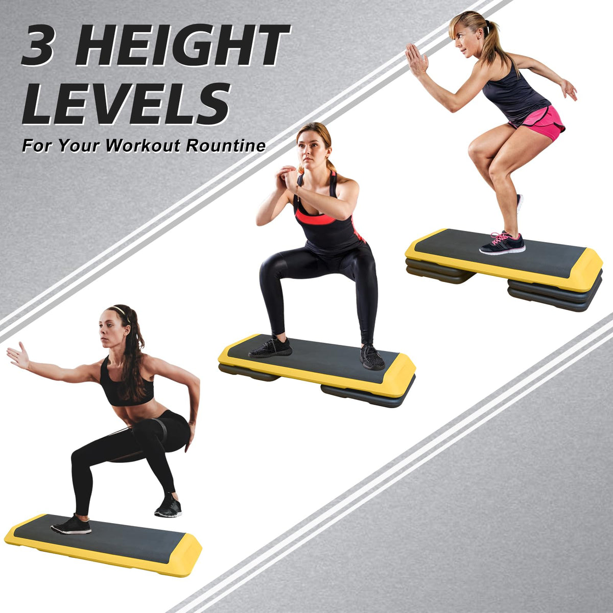 43'' Adjustable Exercise Stepper with 4 Detachable Risers A652259