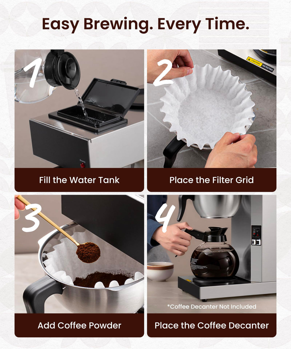 Commercial Pour Over Coffee Maker with 2 Warmers X72174