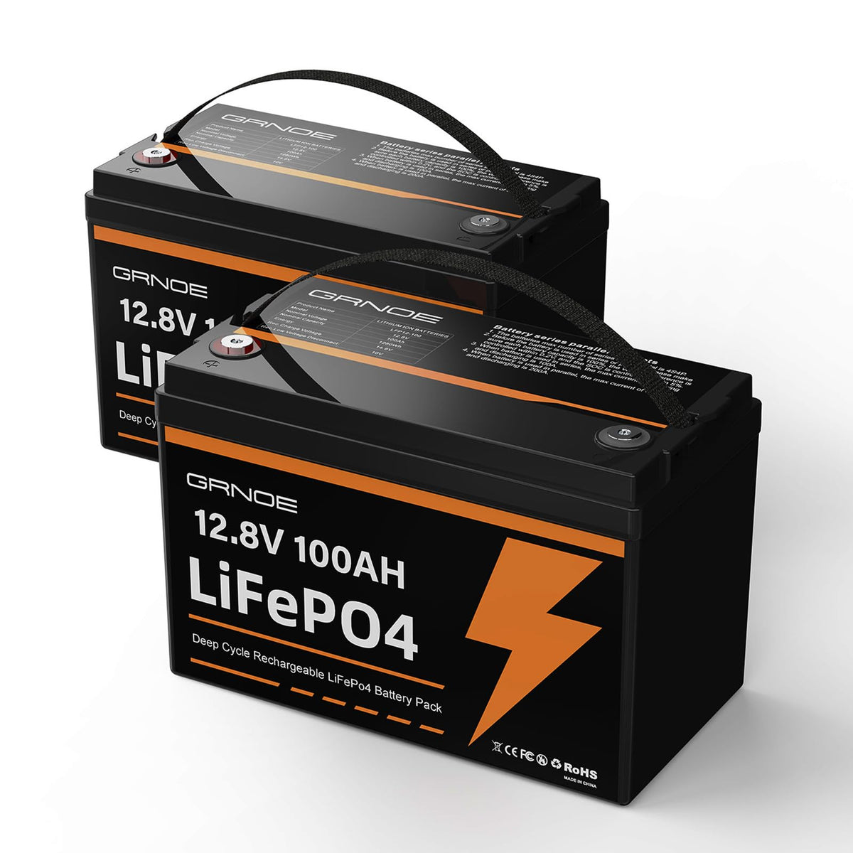 12V 100Ah LiFePO4 Lithium Battery 2 Pack I660831
