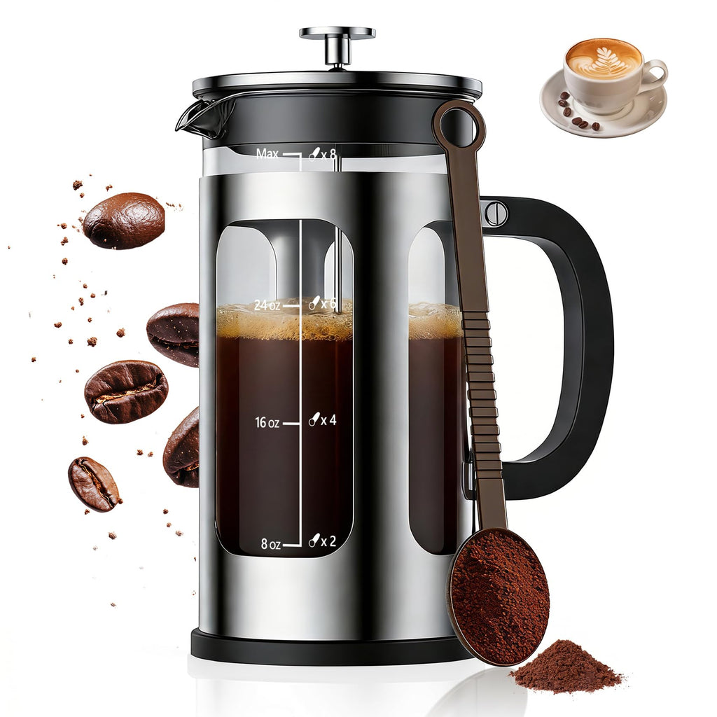 34oz Heat Resistant Glass Stainless Steel French Press Coffee Maker H289