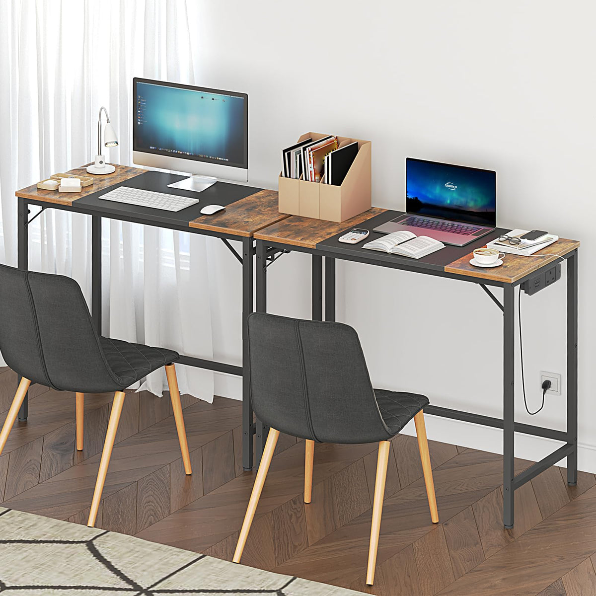 31.5 Inch Computer Desk with Power Outlet and USB Charging Ports T9452