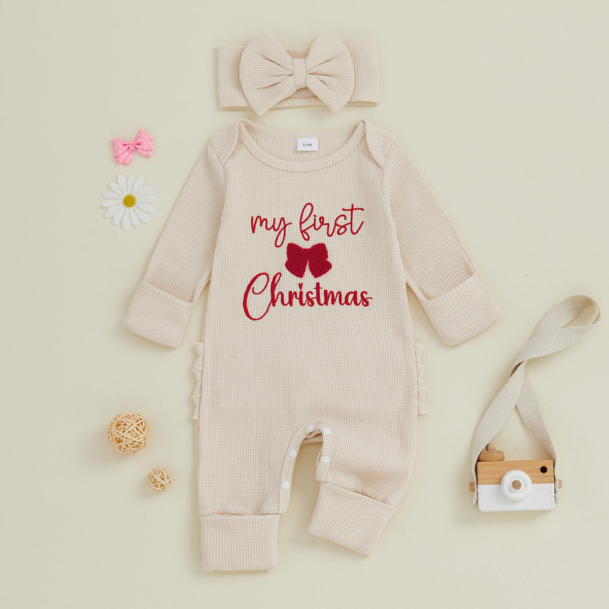 Baby Girl Long Sleeve Jumpsuit with Headband Y984144