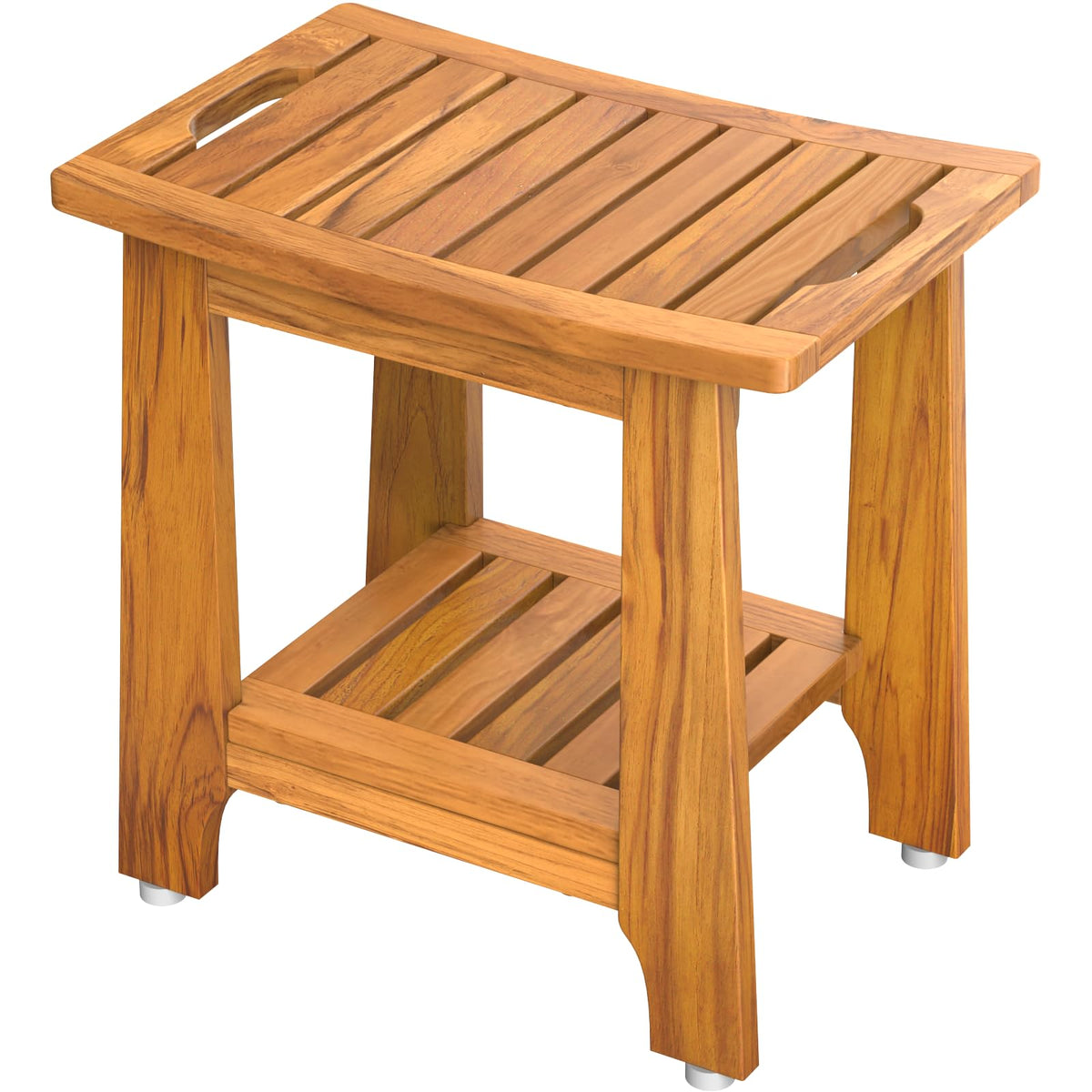 18" Teak Shower Bench with Non-Slip Leveling Feet G249