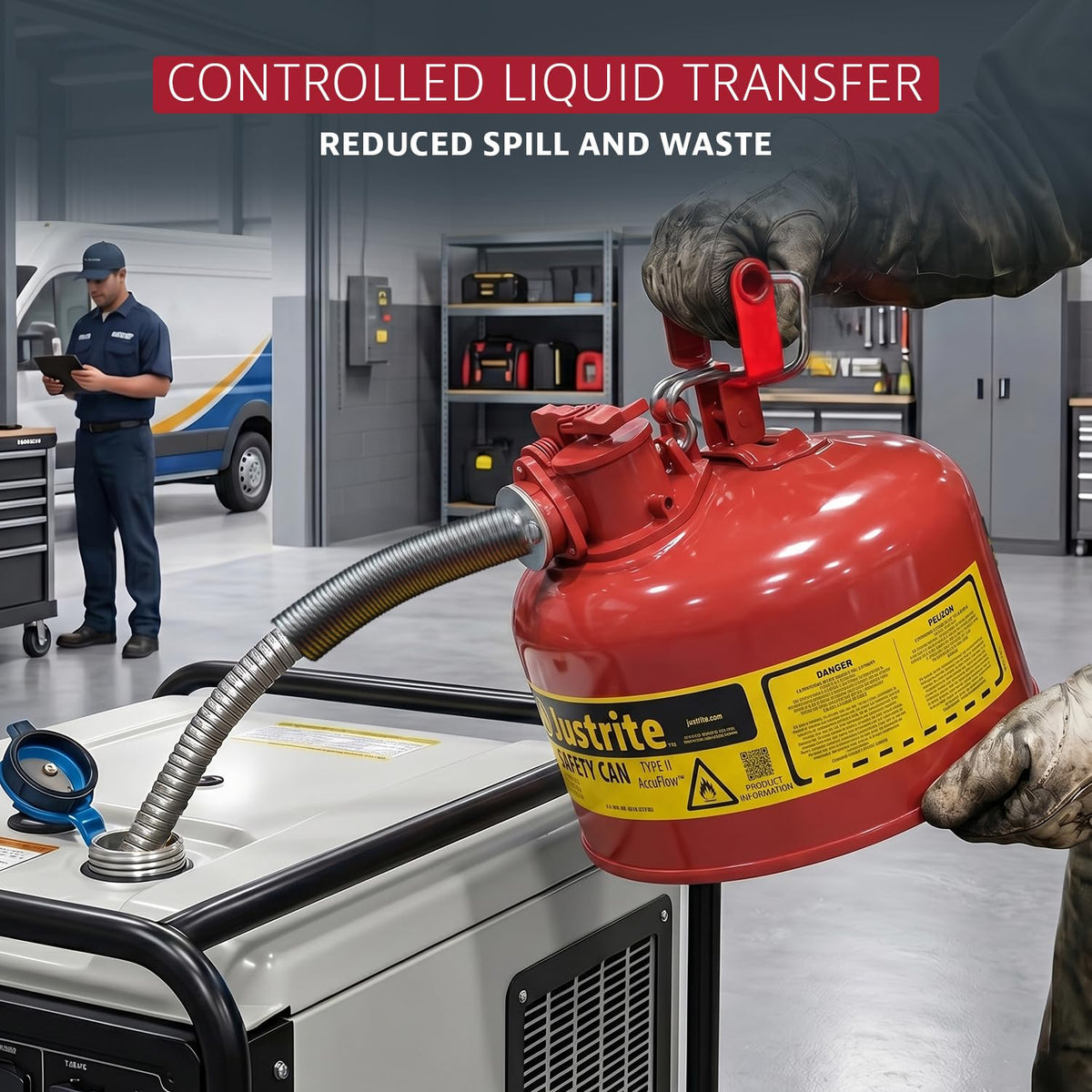 Red Galvanized Steel Gasoline Safety Can G398