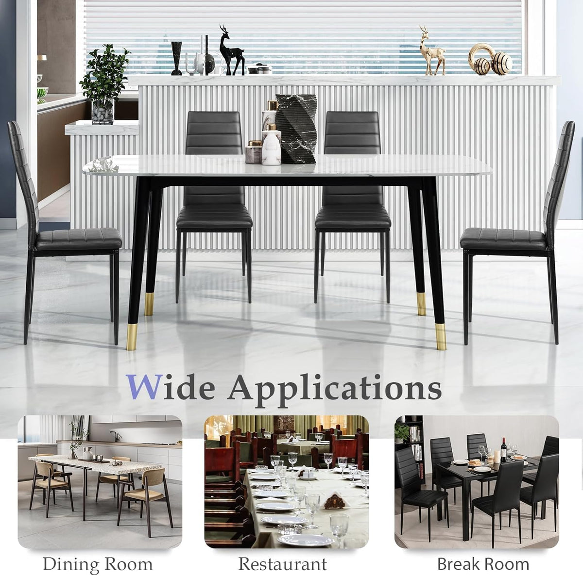 Black Faux Leather Dining Chairs Set of 4 X49989