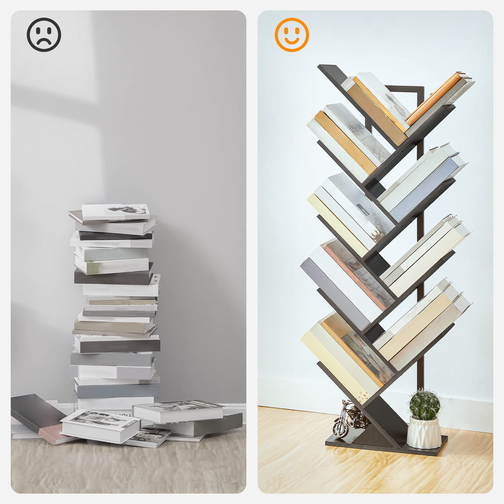 Black 9-Tier Wood Tree Bookshelf G10262