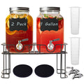 1 Gallon Glass Drink Dispenser with Stand and Spigot, 2 Pack K97215