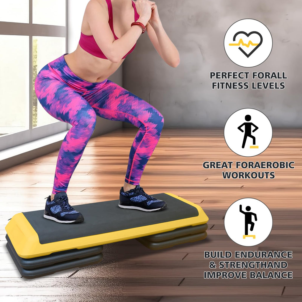 43'' Adjustable Exercise Stepper with 4 Detachable Risers A652259