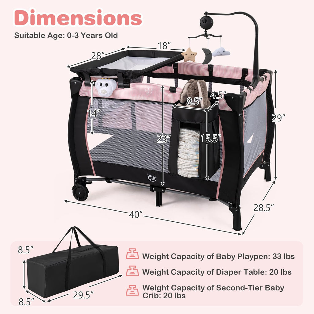 3 in 1 Pack and Play Portable Baby Playard with Bassinet T32947