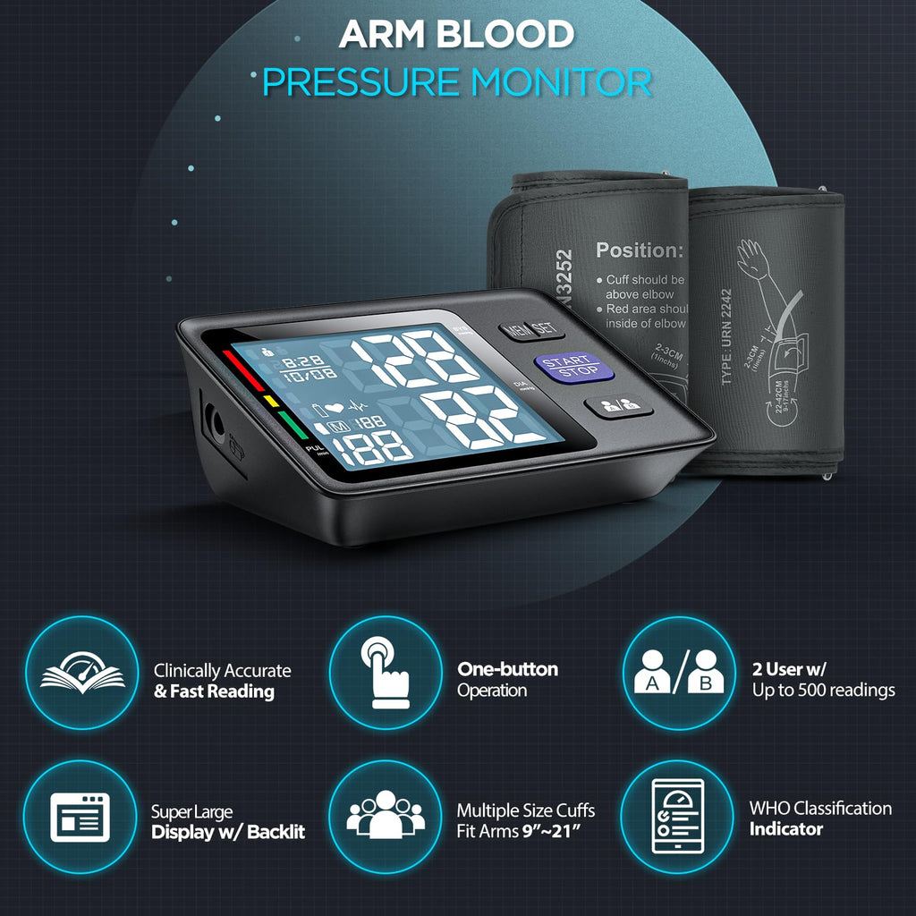 Upper Arm Blood Pressure Machine with 2 Size Cuffs R7401