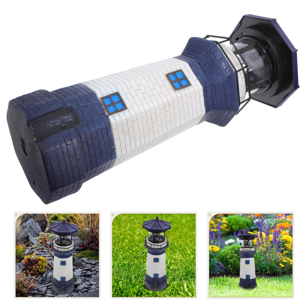 Solar Rotating Lighthouse Light Outdoor Waterproof Garden Decor Z211571