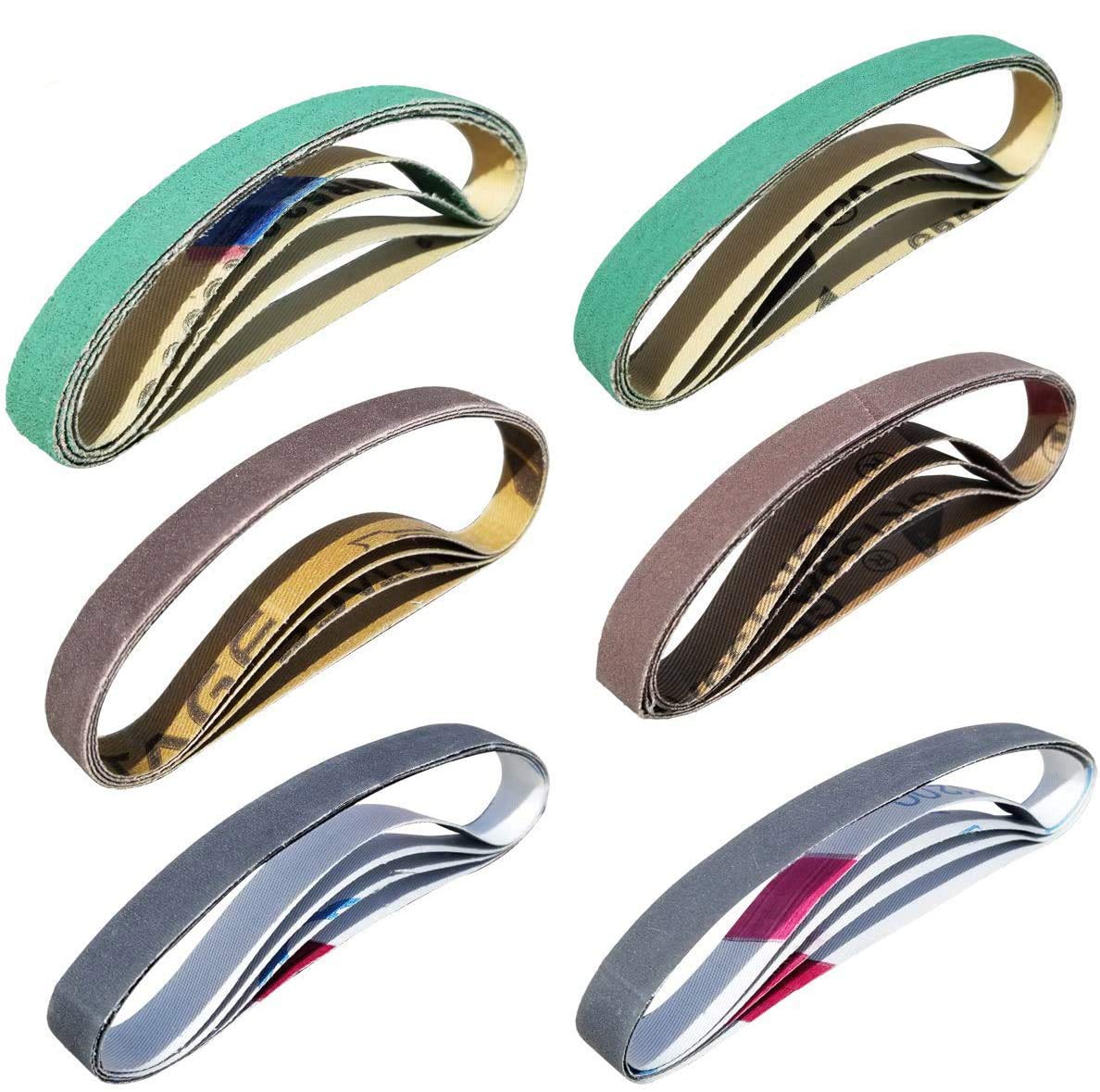 24 Pack 1/2" x 10" Replacement Knife Sharpener Sander Belt Kit 80/120/240/400/1000/1200 Grits G356786