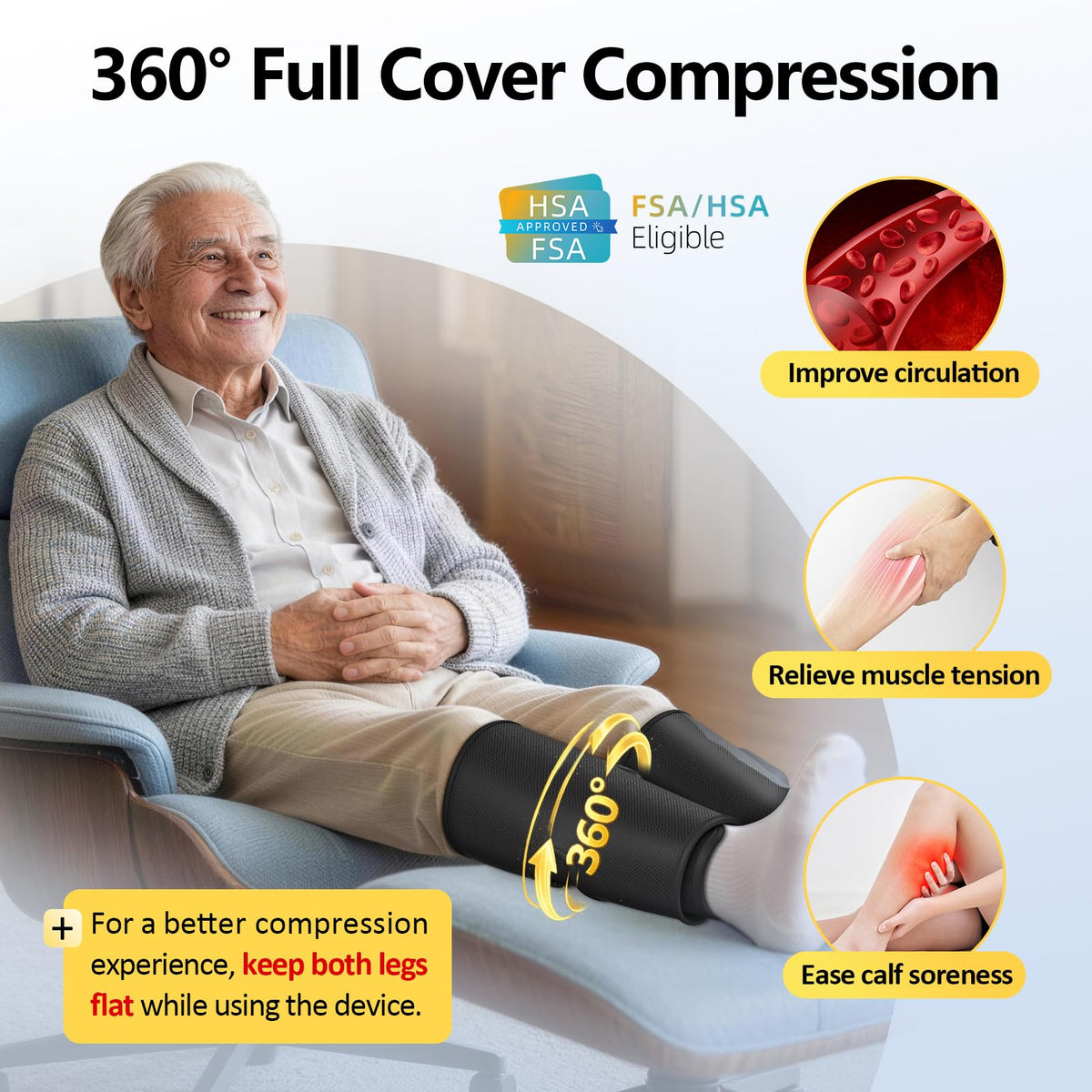 Cordless Air Compression Calf Massager with Heat D2571