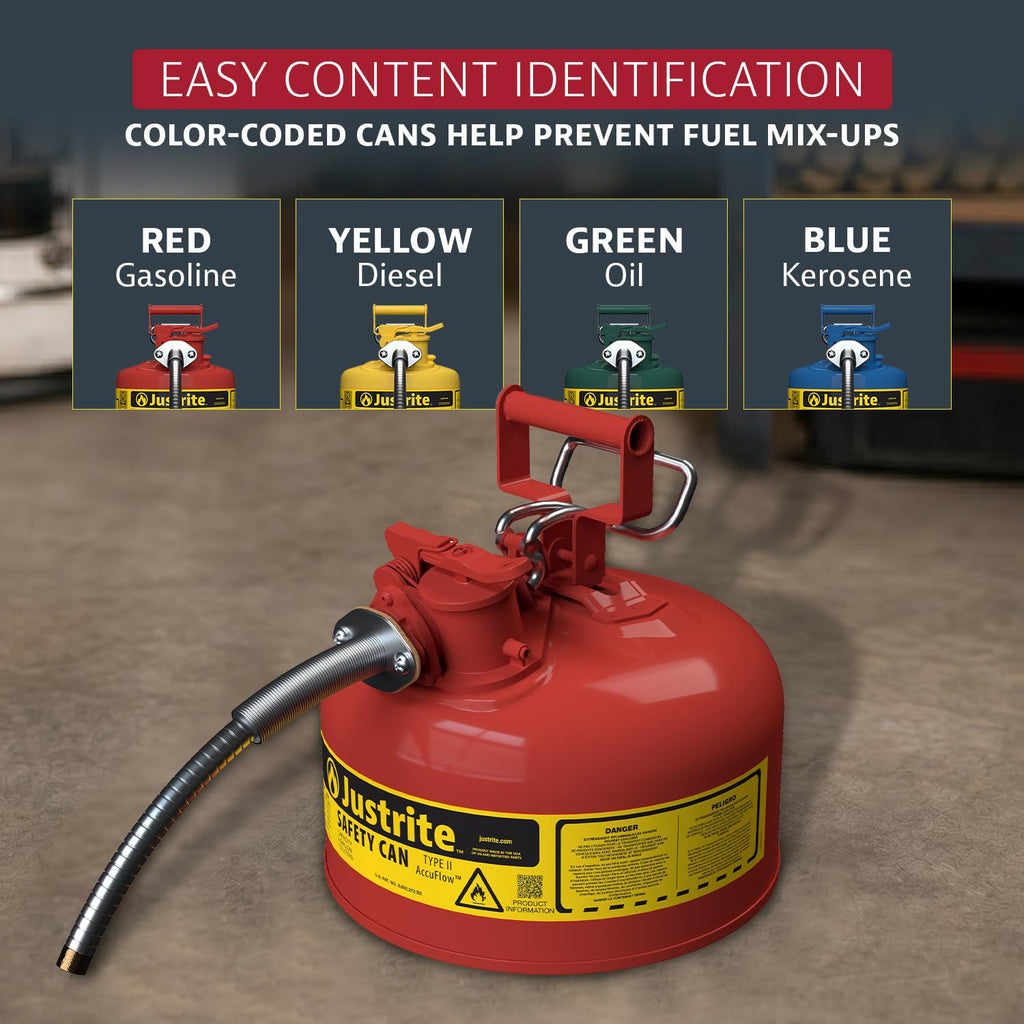 Red Galvanized Steel Gasoline Safety Can G398