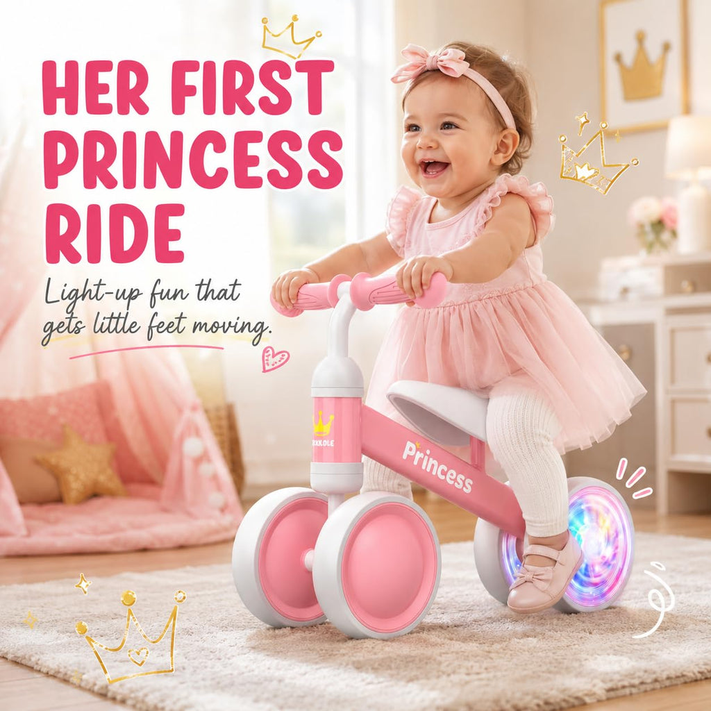Pink Balance Bike with LED Light Up Wheels W394654
