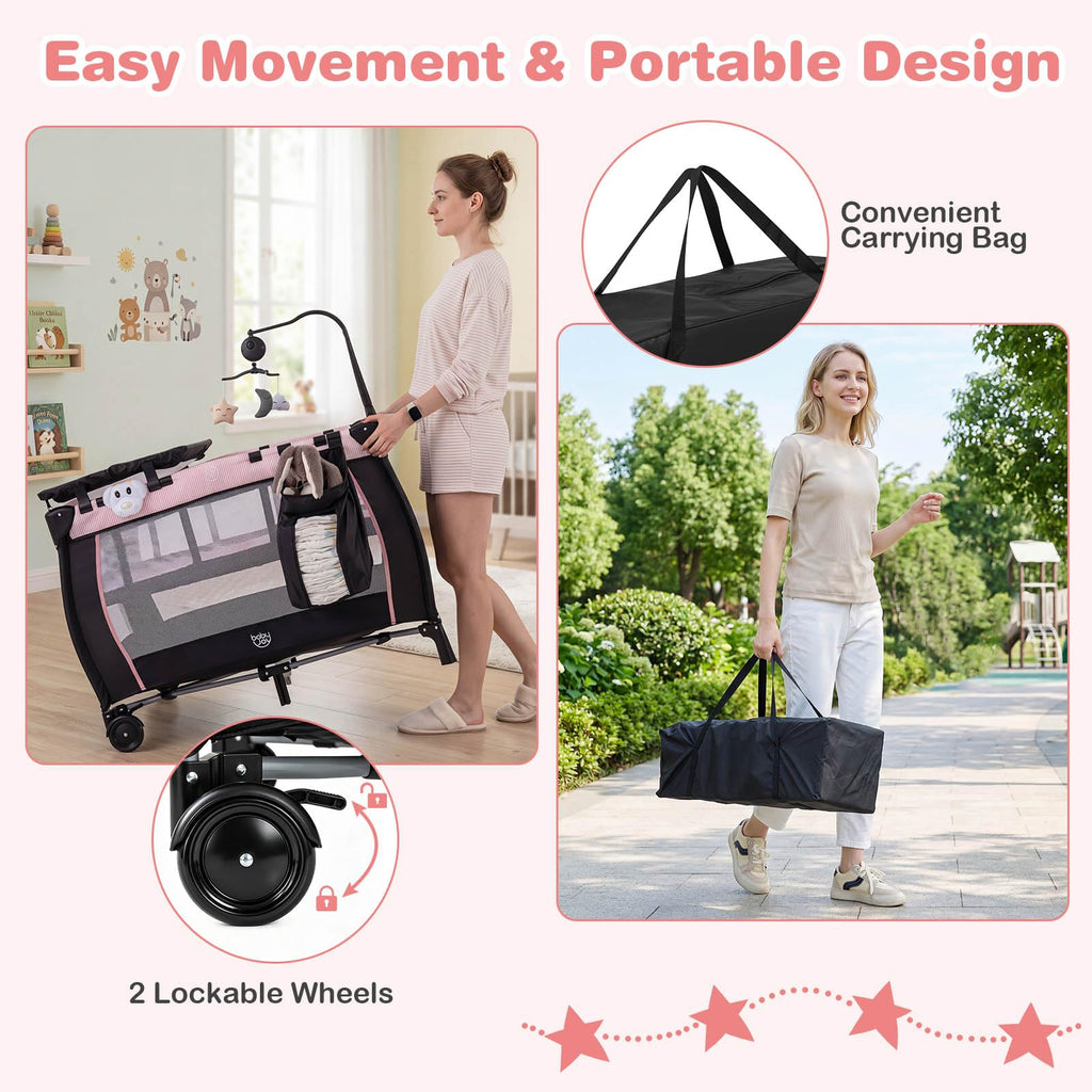 3 in 1 Pack and Play Portable Baby Playard with Bassinet T32947