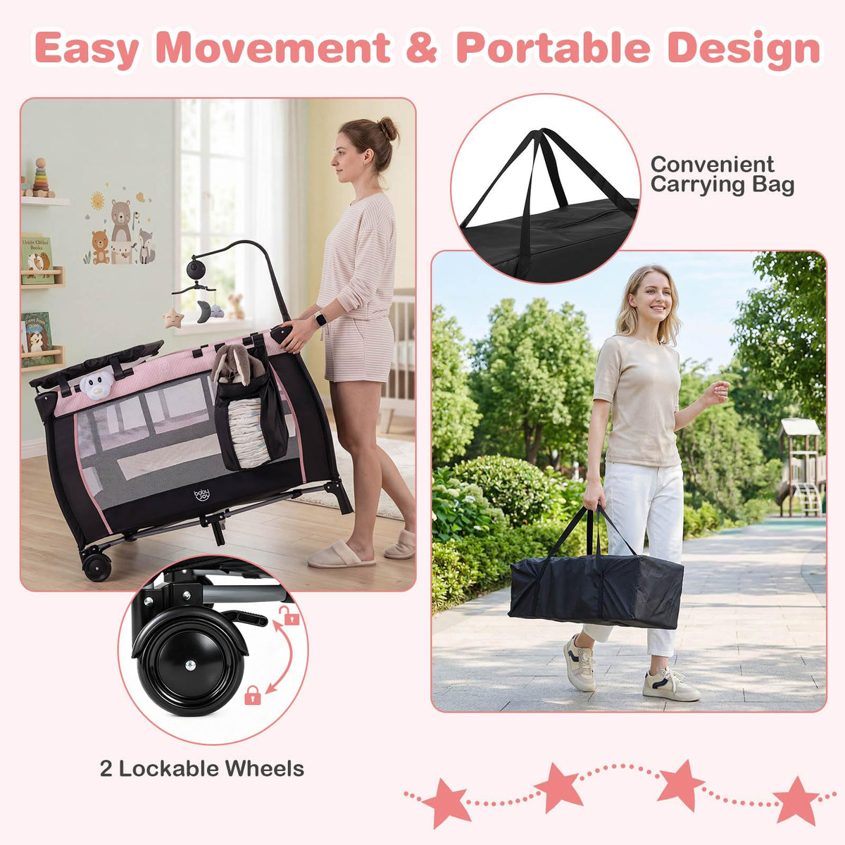 3 in 1 Pack and Play Portable Baby Playard with Bassinet T32947