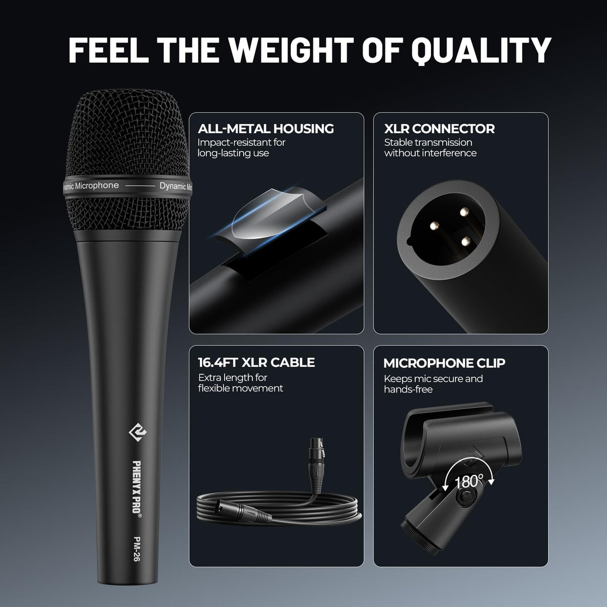 Supercardioid Dynamic Vocal Microphone with XLR Cable D63527