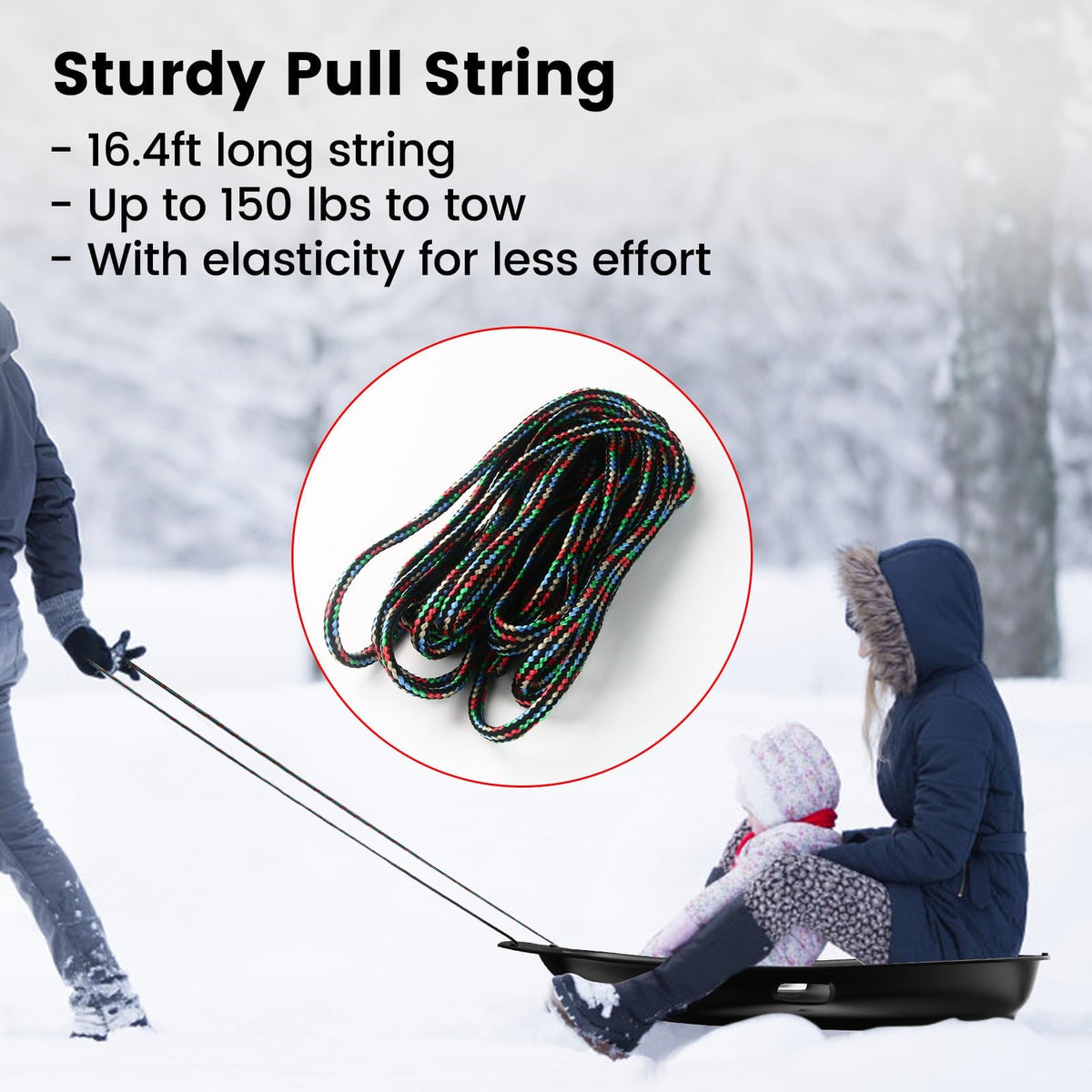 Cold-Resistant Plastic Toboggan Sled with Pull Rope S84781