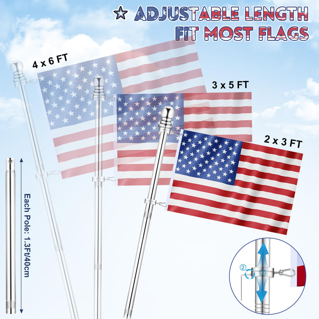 5 FT Stainless Steel Tangle Free Flag Pole T9643