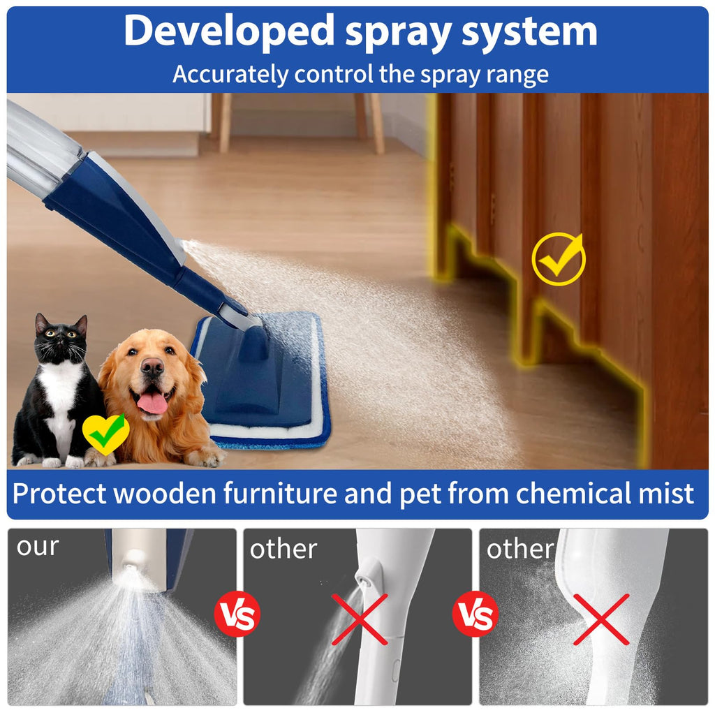 Wet Spray Mop with 14 oz Bottle & 3 Microfiber Pads X609