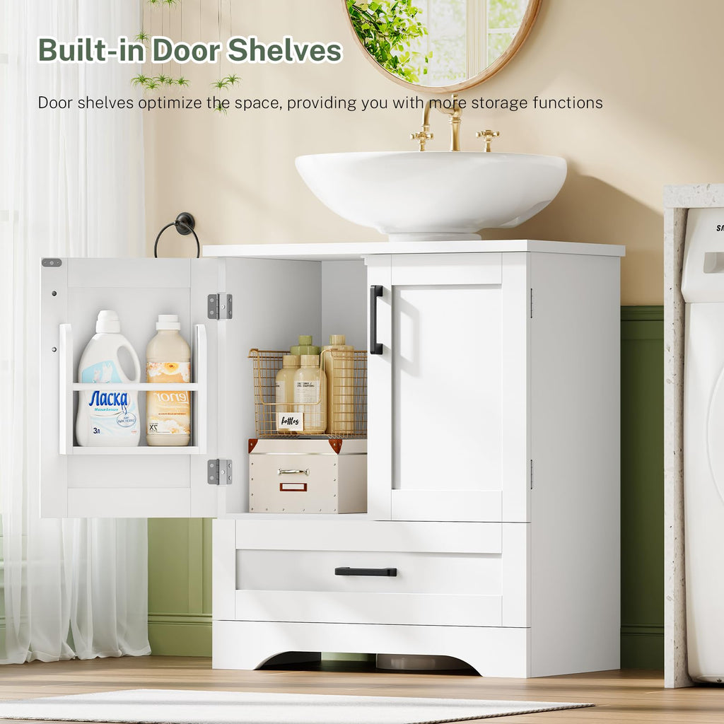 24" Pedestal Sink Storage Cabinet with 2 Doors & 1 Drawer V13368