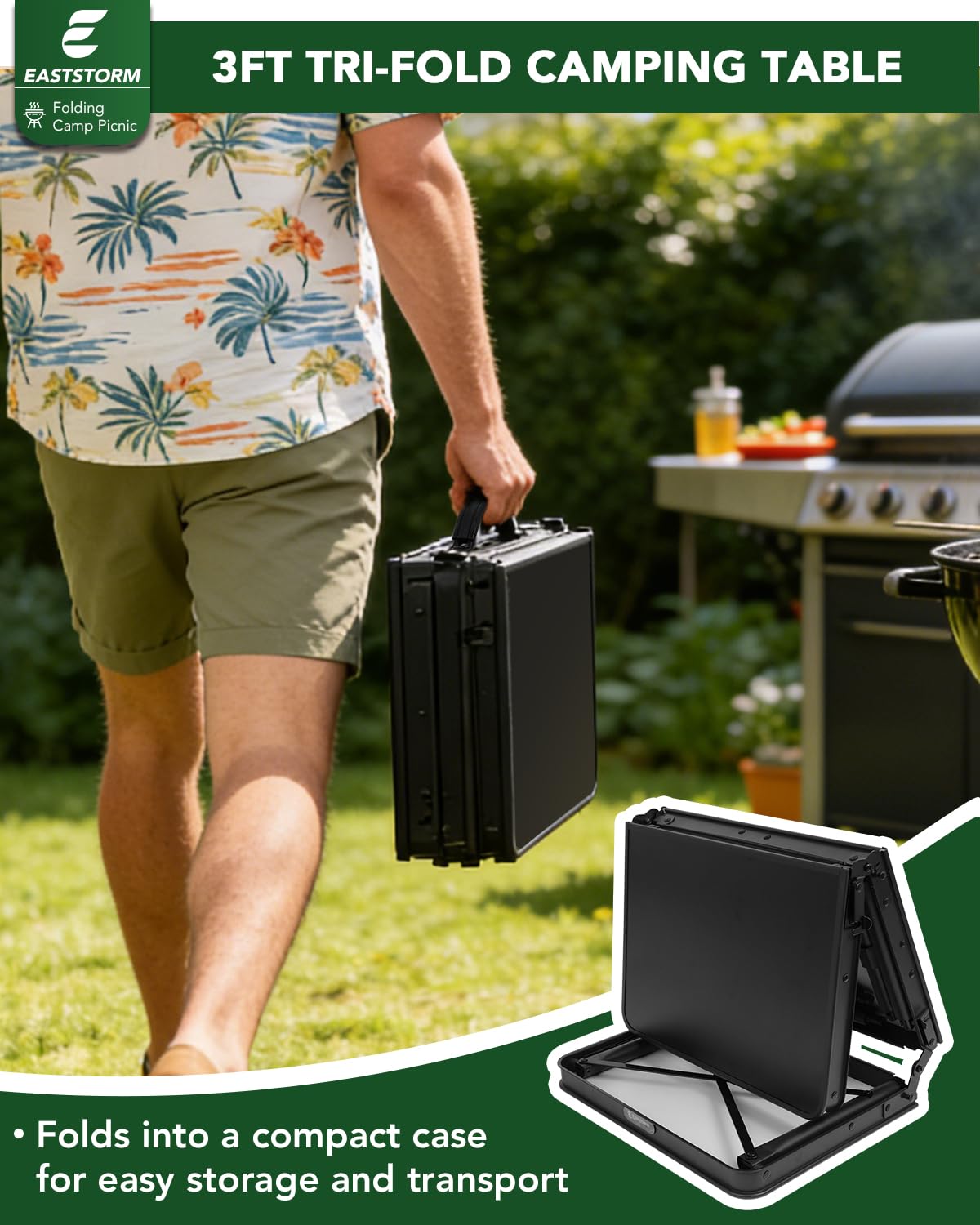 Small Folding Camping Table Black M72602