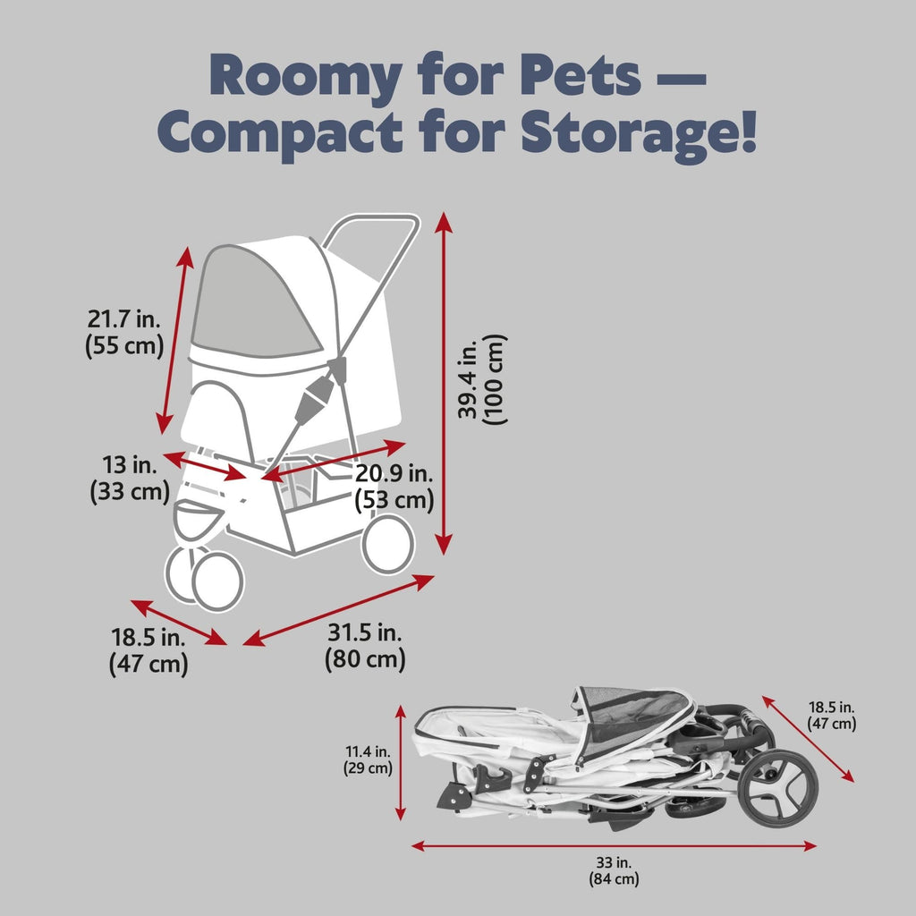 Foldable Pet Stroller with Weather Cover, Storage Basket, Cup Holder, Black K978540