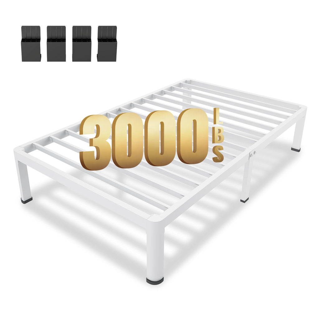 14 Inch Twin Metal Platform Bed Frame White K645314