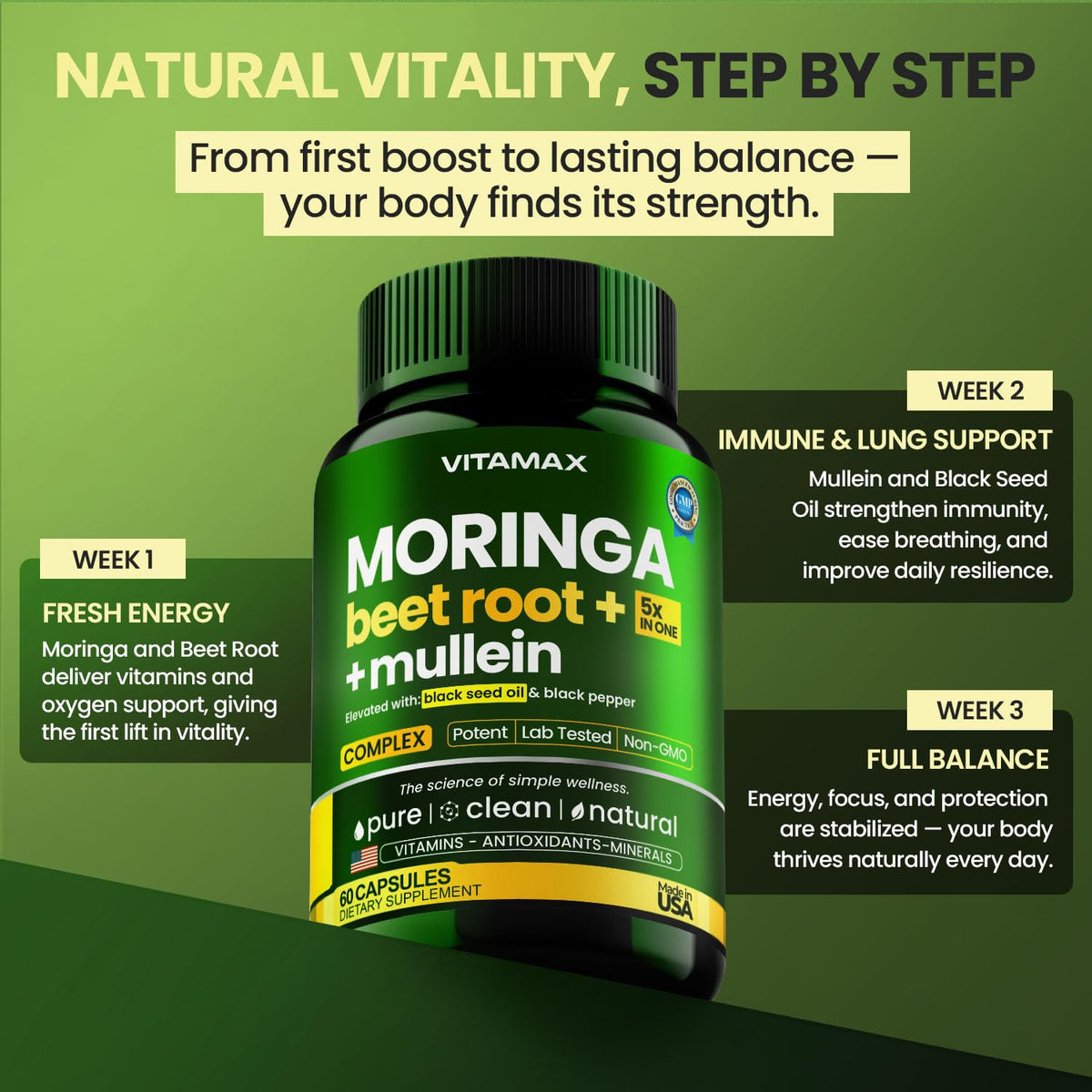 Moringa Beet Root Mullein Leaf Capsules I94083