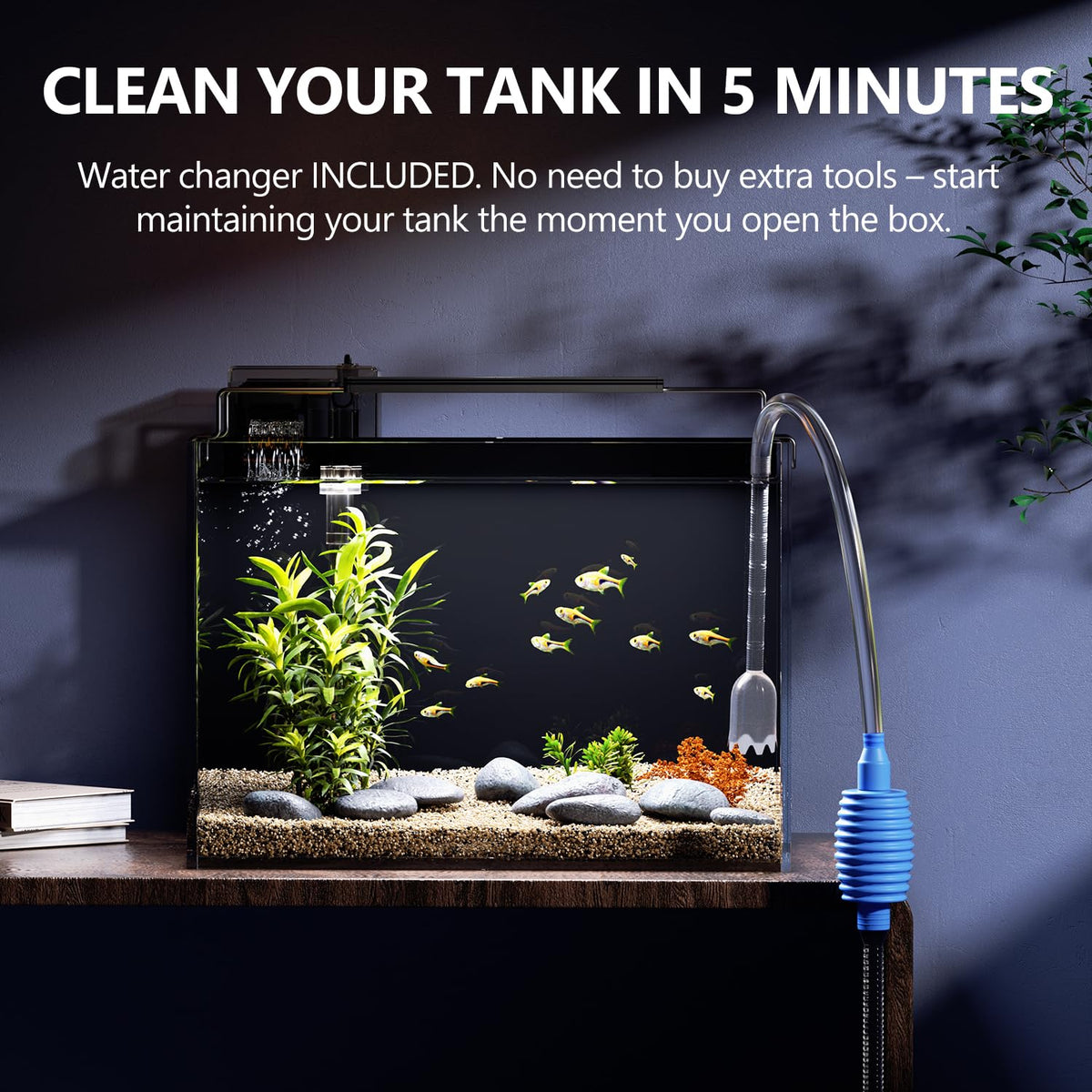 5 Gallon Glass Fish Tank Kit with Filter Light M1468