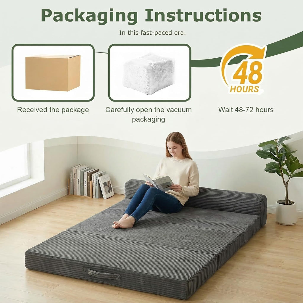 6 inch Tri-Folding Full Size Grey Mattress Y4109