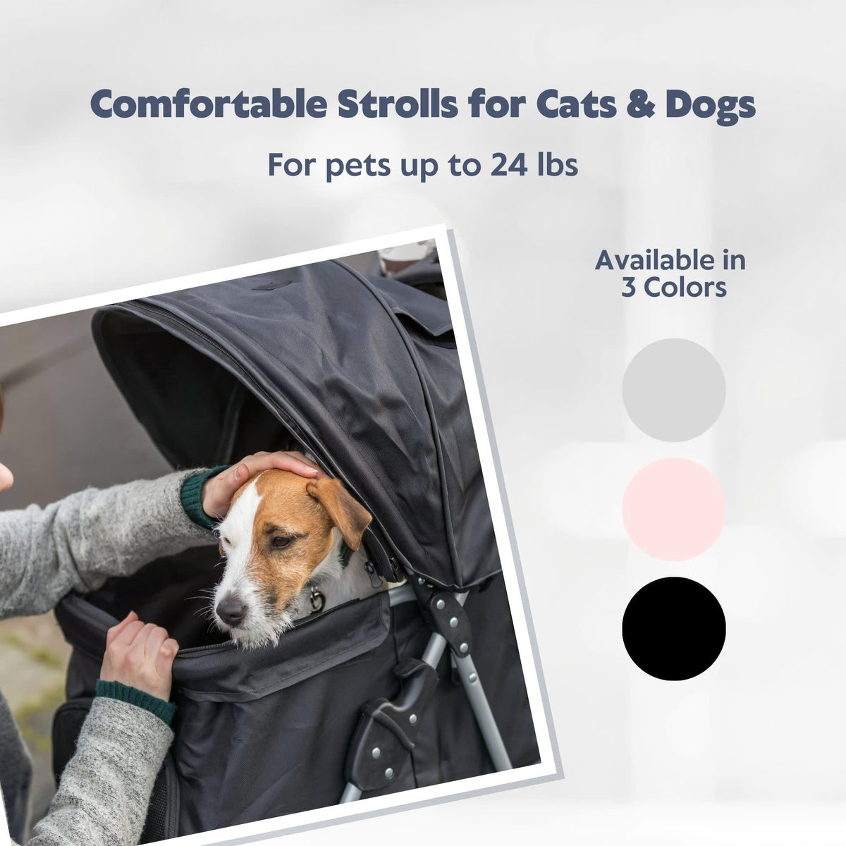 Foldable Pet Stroller with Weather Cover, Storage Basket, Cup Holder, Black K978540