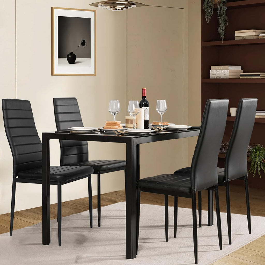 Black Faux Leather Dining Chairs Set of 4 X49989