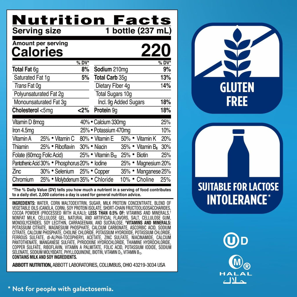 Milk Chocolate Nutrition Shake With Fiber, 24 Pack L78206