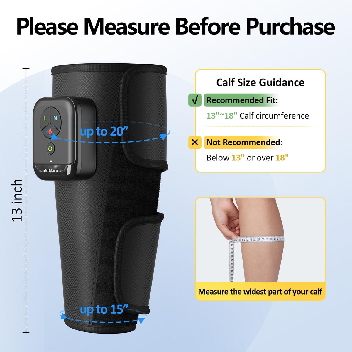 Cordless Air Compression Calf Massager with Heat D2571