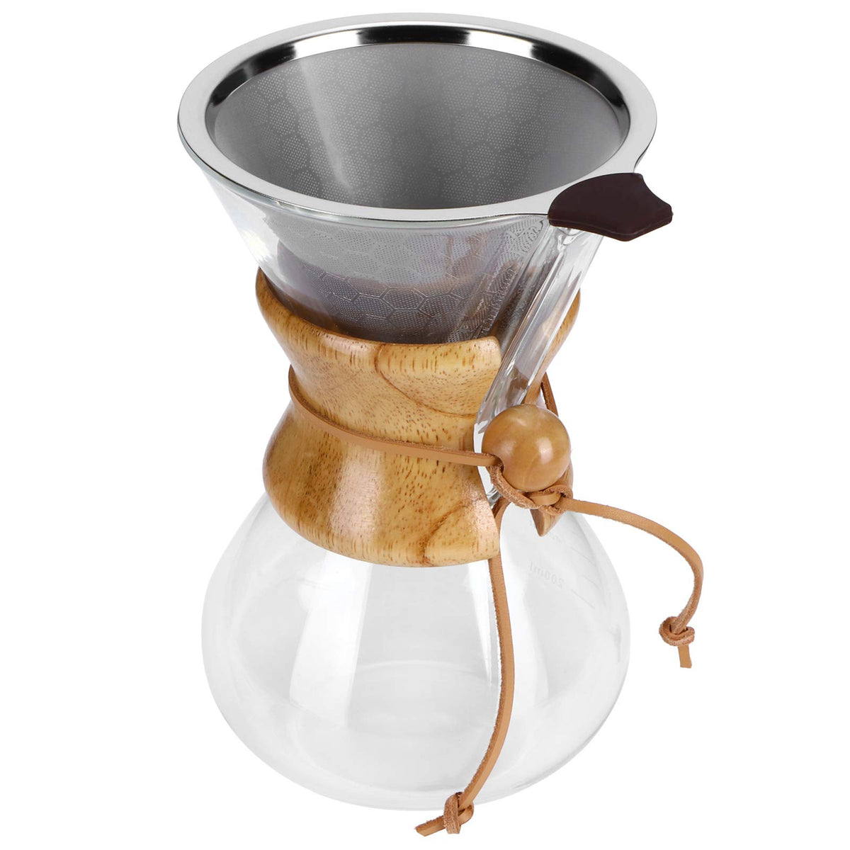 Glass Coffee Maker with Stainless Steel Filter 600ml L412