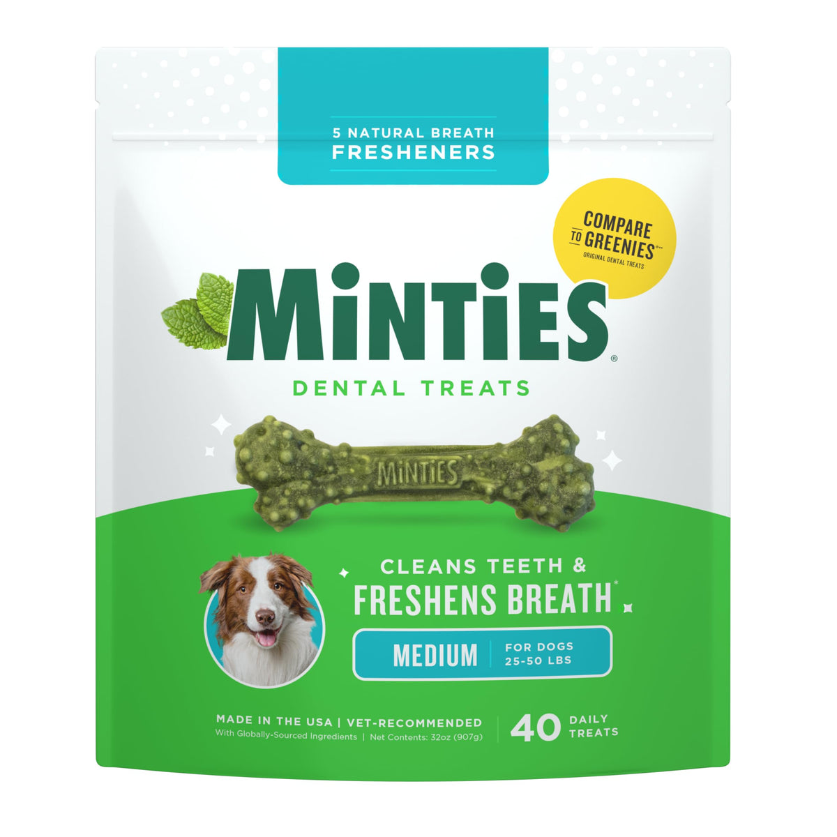 Mint Dental Chews for Dogs, 40 Ct L12456