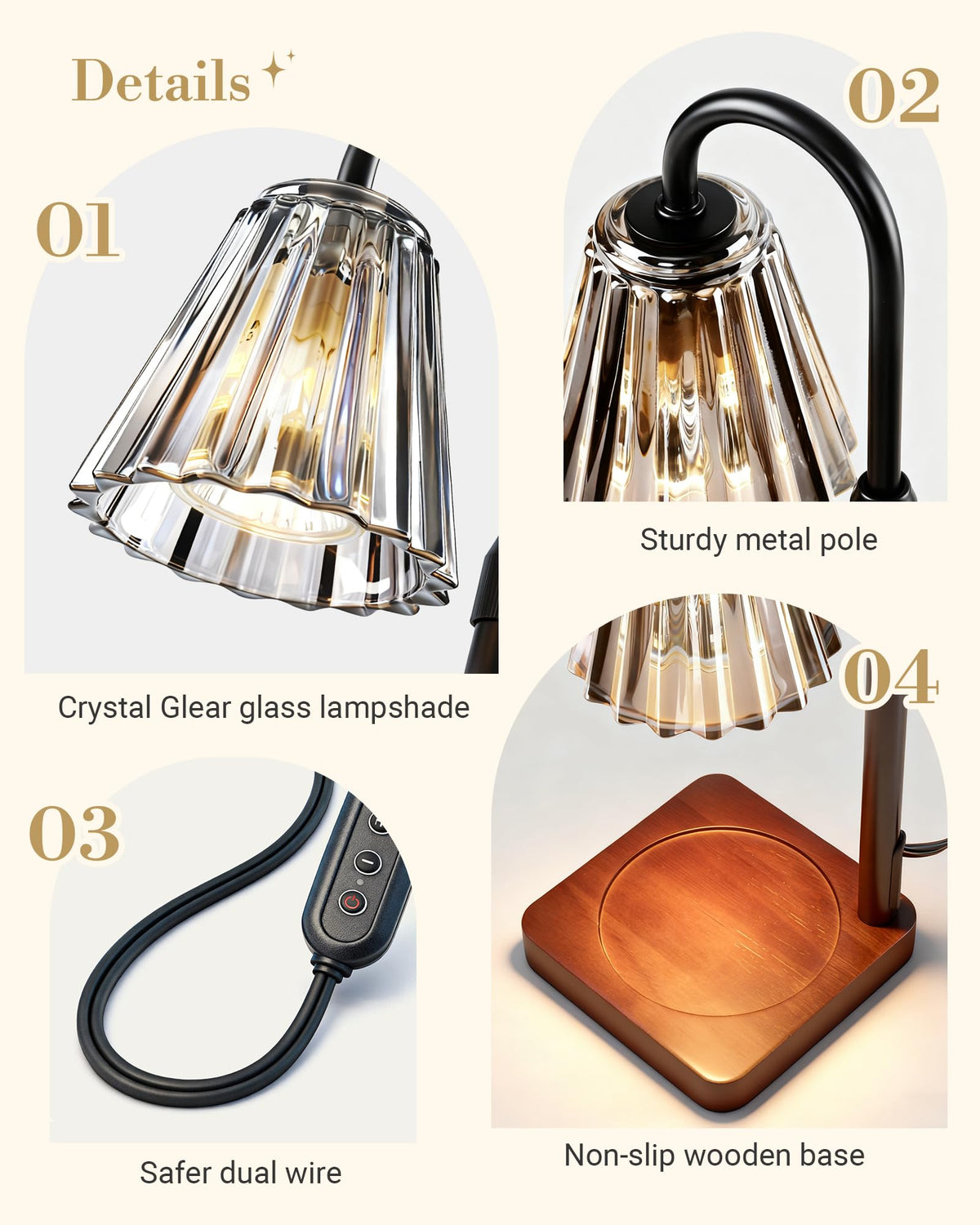 Vintage Candle Warmer Lamp with Timer Dimmer H926131