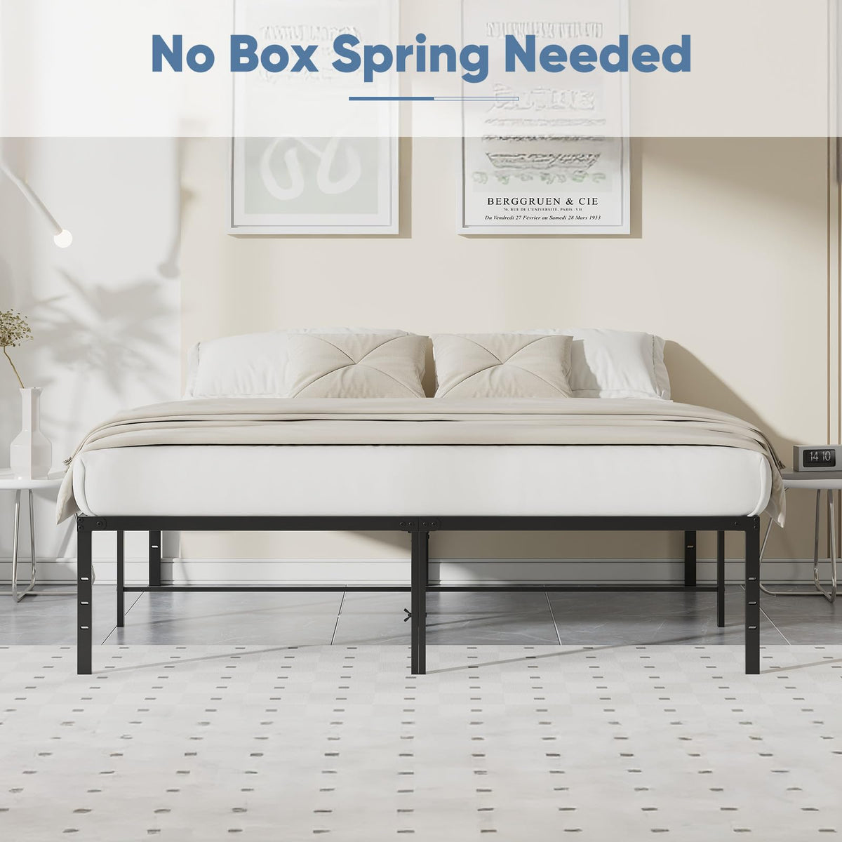 Queen 18 Inch Metal Platform Bed Frame T694931