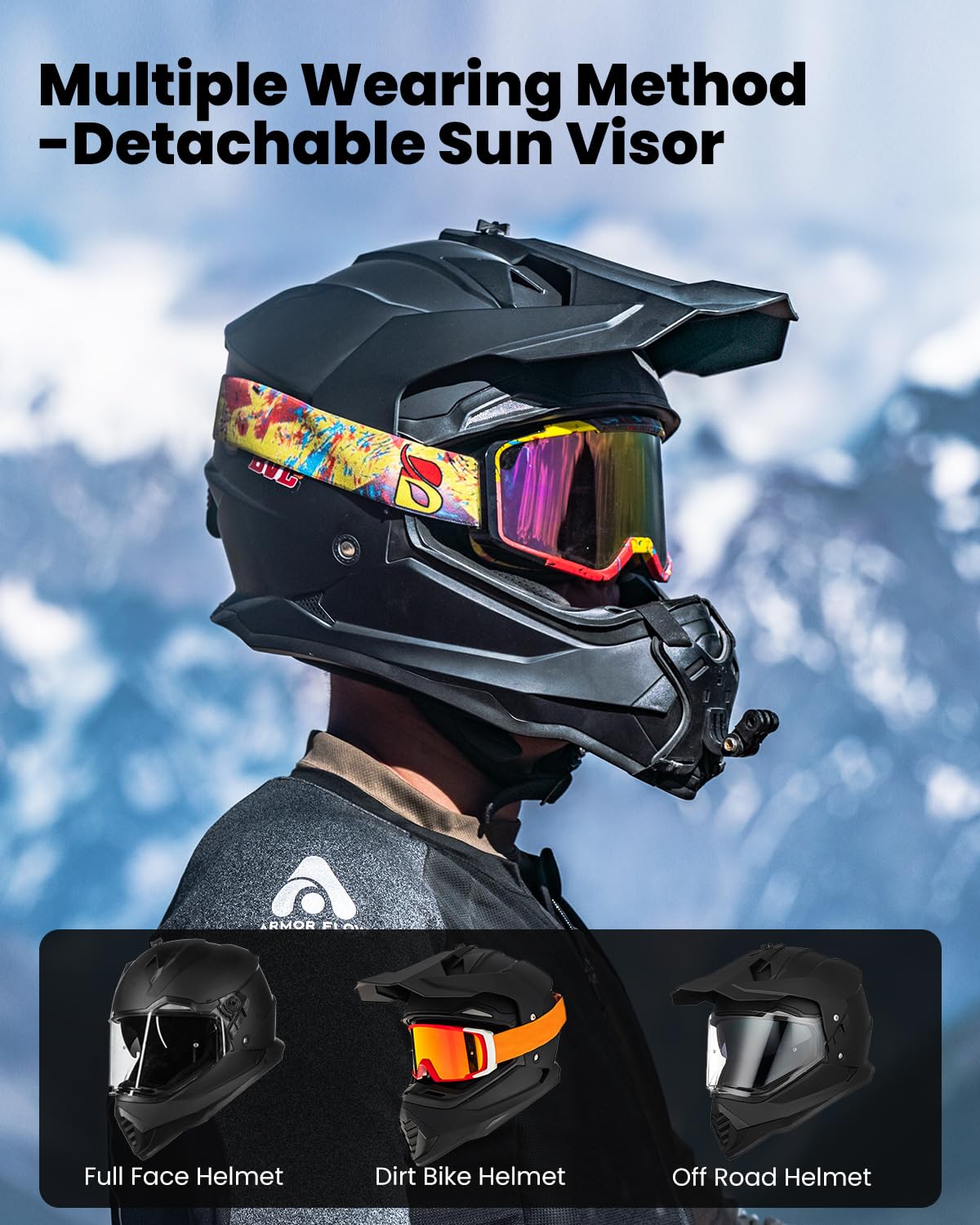 Dual Sport Adventure Motorcycle Helmet with Pinlock Visor W7863