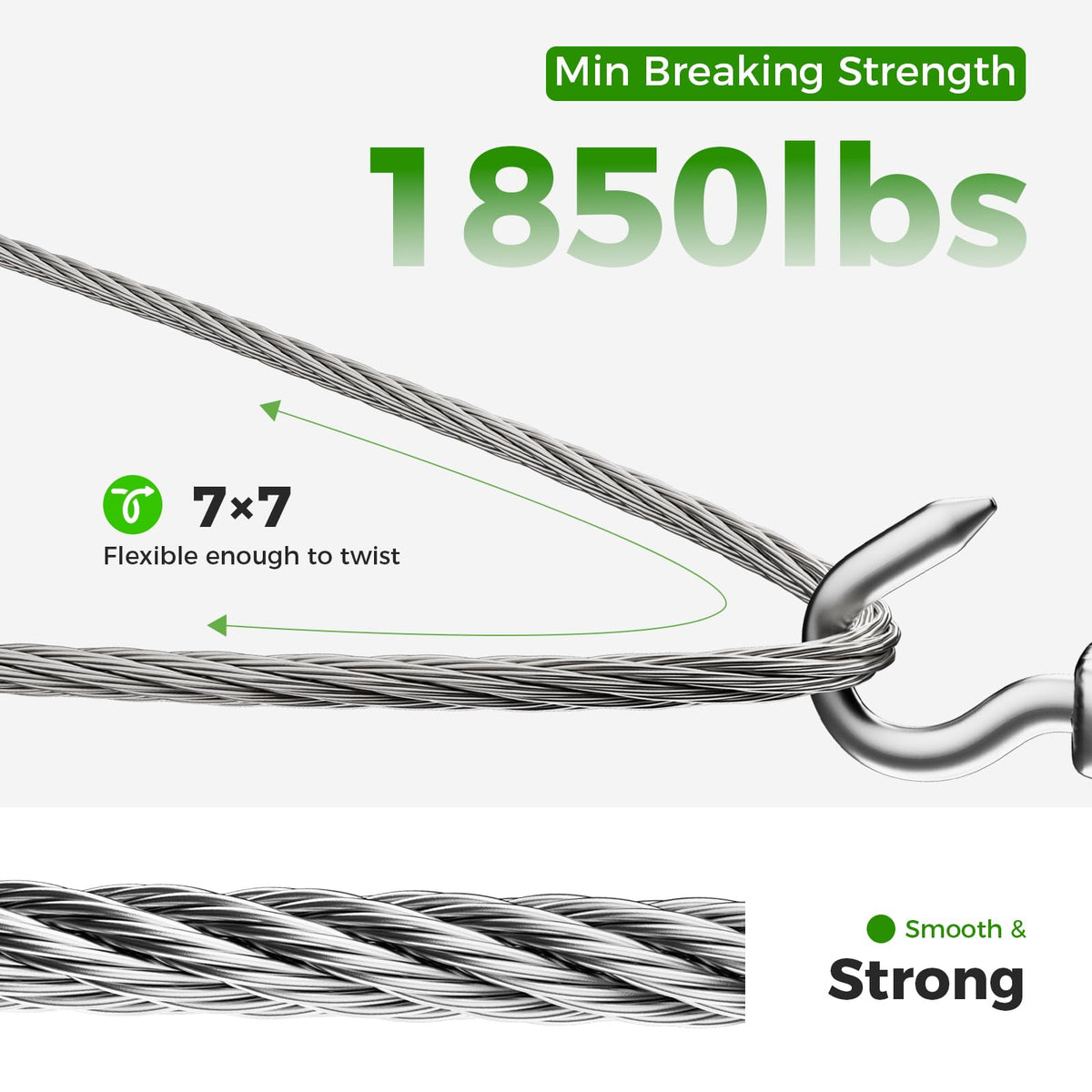 1/8” T316 Stainless Steel Cable 7x7 Wire Rope O22621