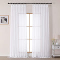 White Sheer Pinch Pleated Curtains 96 Inches 2 Panels O707